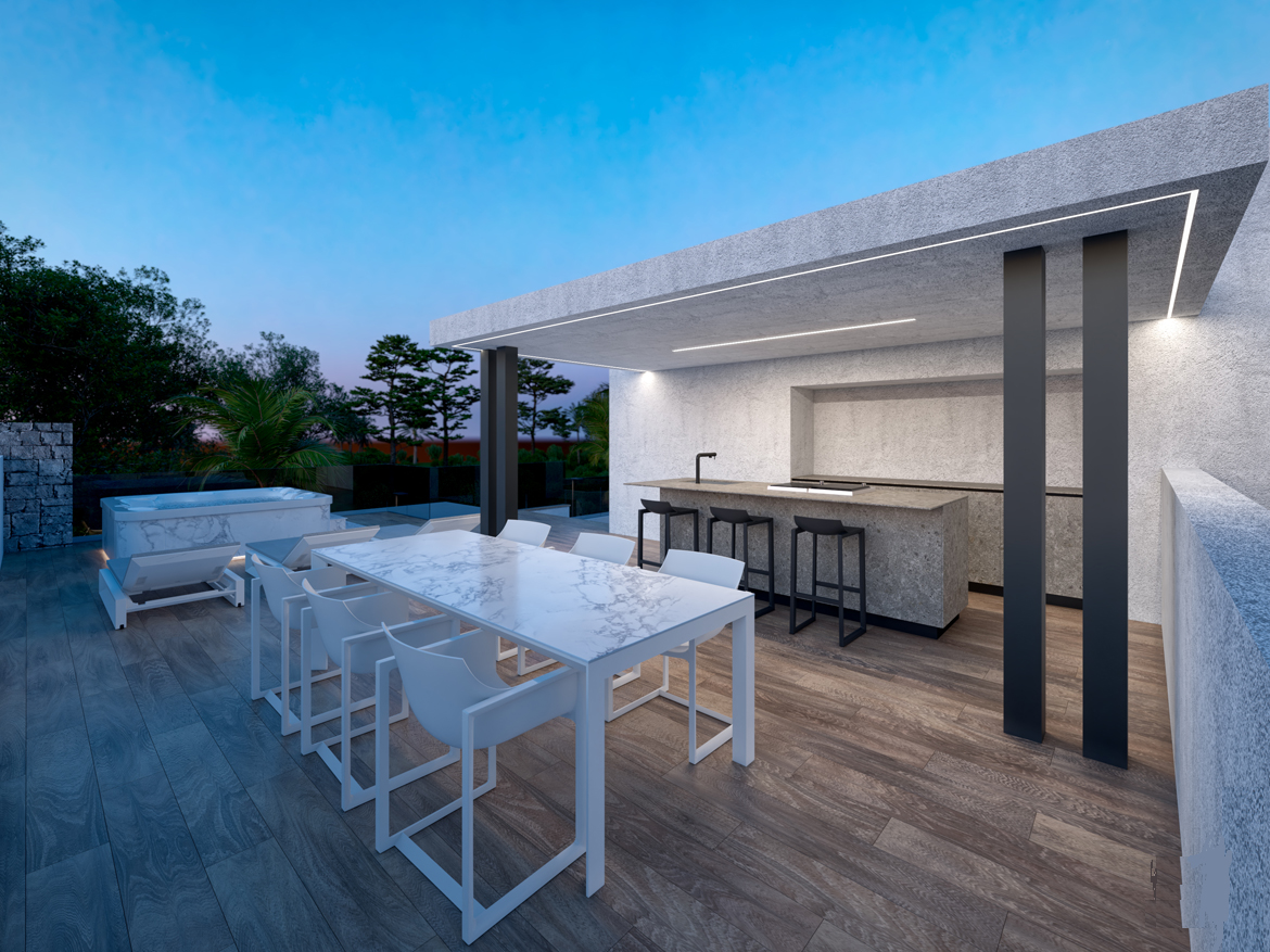 Villa Santa Rosallia_ATEVH_terras_avond
